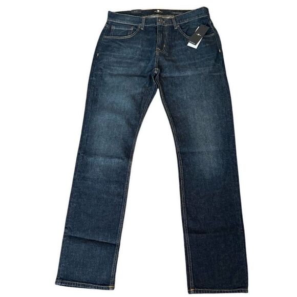 7 For All Mankind Men's Straight Jeans - Dark Blue - Picture 1 of 11